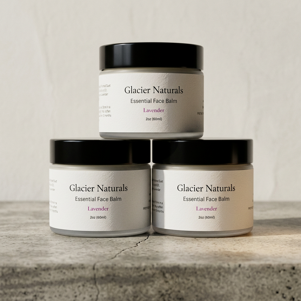 Three jars of Glacier Naturals Essential Face Balm